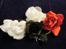 Retro Millinery Flower Collection All 3" Roses Black Red White for Hat H2180