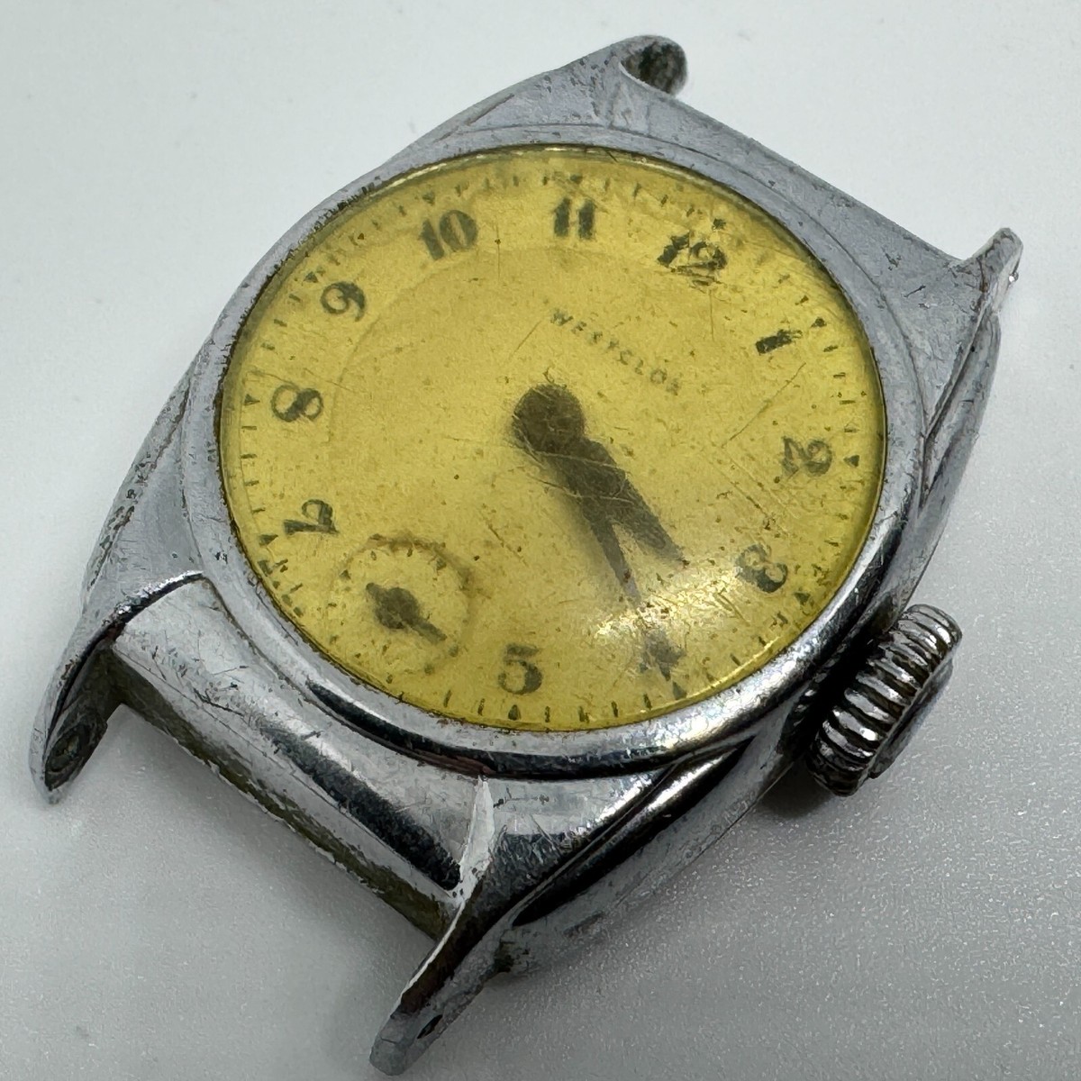 Vintage Westclox USA Men Silver Hand Winding Mechanical Watch ~For