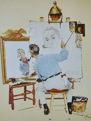 NORMAN ROCKWELL TRIPLE SELF-PORTRAIT LIMITED 1972 VINTAGE