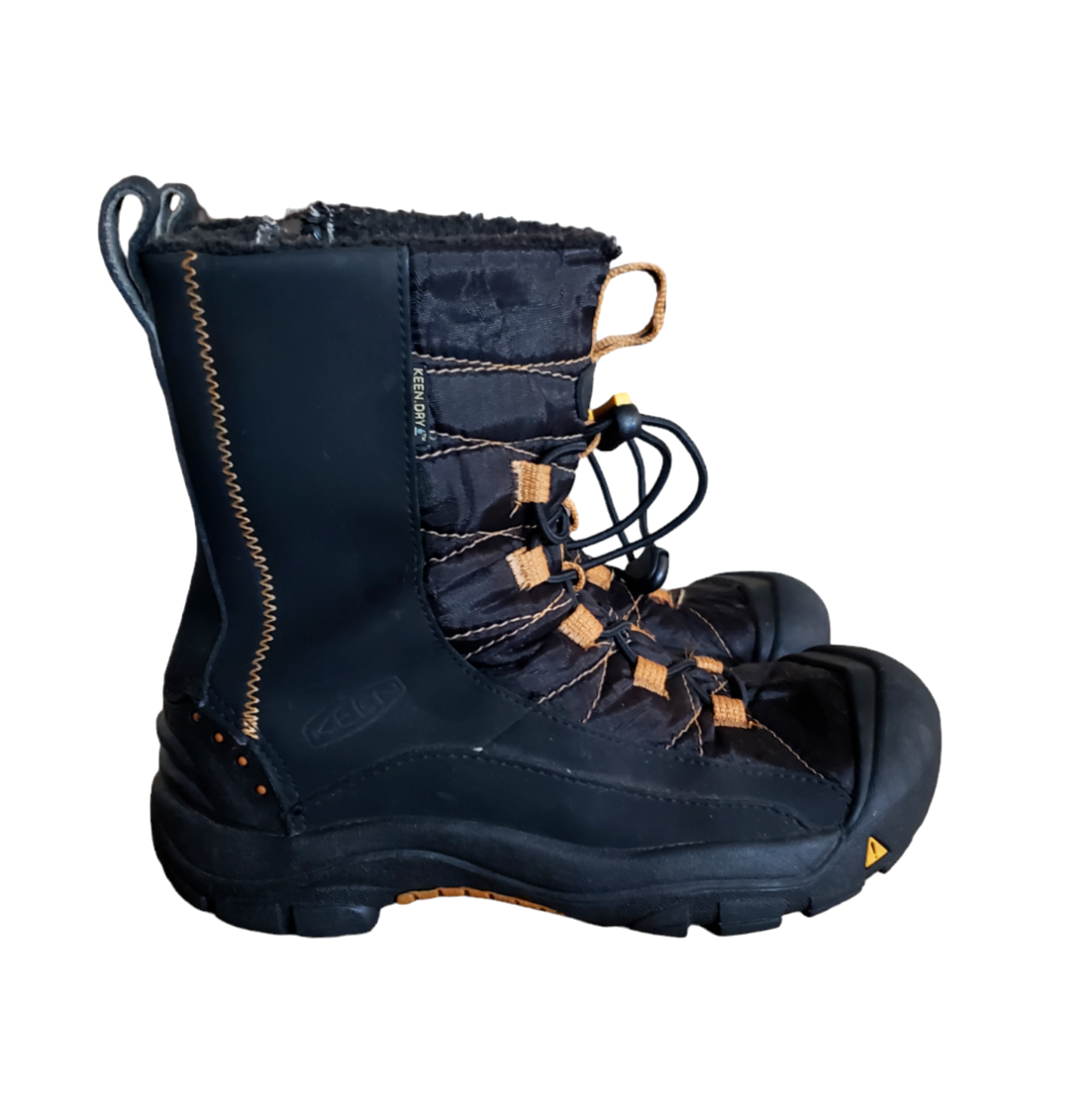 Scarpe Keen per bambini taglia 3 bacino stivali da neve invernali isolati in pelle impermeabili neri