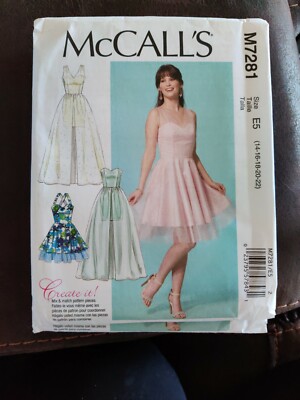 Mccalls 7281 14-22 uncut Plus size sewing pattern fit n flare formal dresses  | eBay