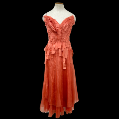 Vintage Y2K Leonardo Chiasso Designer Silk Coral Raw Edge Fabric Gown | eBay