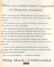 Philip Morris Commander Cigarettes Vintage Print Ad 1961 #0885