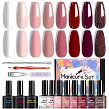 LIMEGIRL Gel Nail Polish Kit With Base Coat Gloss Matte Top Coat Long-Lasting