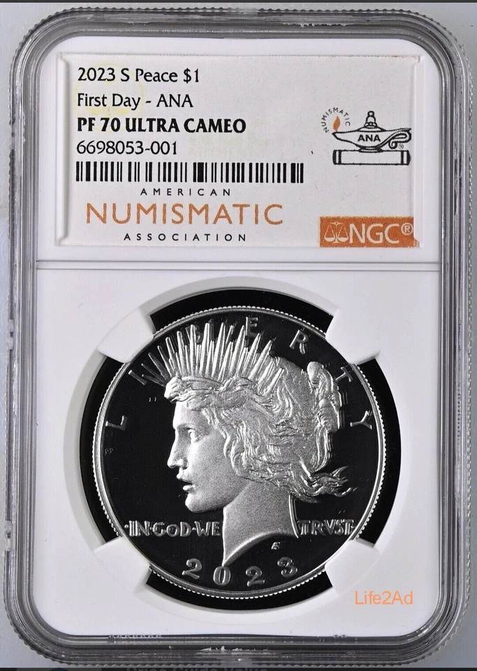 2023 PEACE & MORGAN SILVER DOLLAR NGC PF70 FIRST DAY ANA 2 COINS - Image 3 of 3