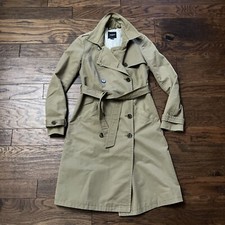 Gryphon New York Double Breasted Khaki Tan Trench Coat Dress S The Timeless