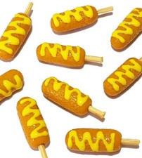 100 Dollhouse Miniature Corn Dogs  Mustard  Doll Mini Fast Food Set Wholesale