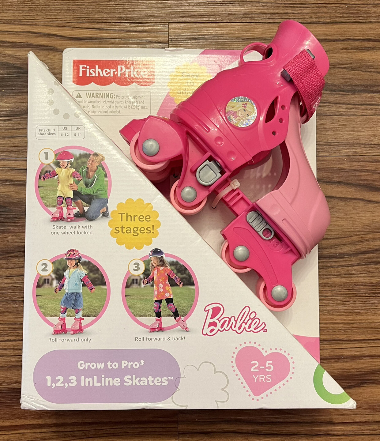 Fisher Price Barbie Grow With Me 1 2 3 Inline Skates For Ages 2 5 Brand New Nib