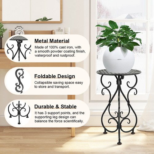 Metal Plant Stand Pedestal Flower Pots Holder Elegant Art Garden Rack Corner - Picture 3 of 7