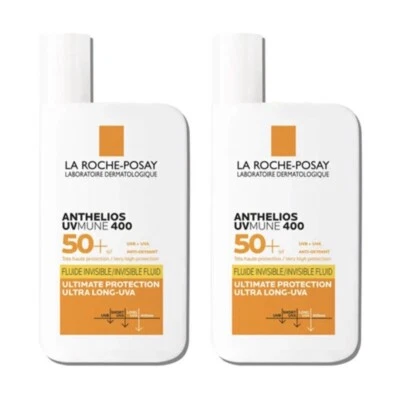 2x La Roche-Posay Anthelios SPF 50+ Ultra Protection Invisible Fluid Cream UK