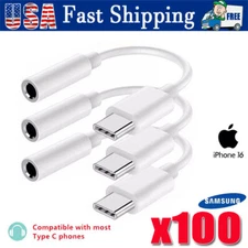 USB-C Type C to 3.5mm AUX Headphone Jack Adapter Lot For iPhone 16/Android Phone