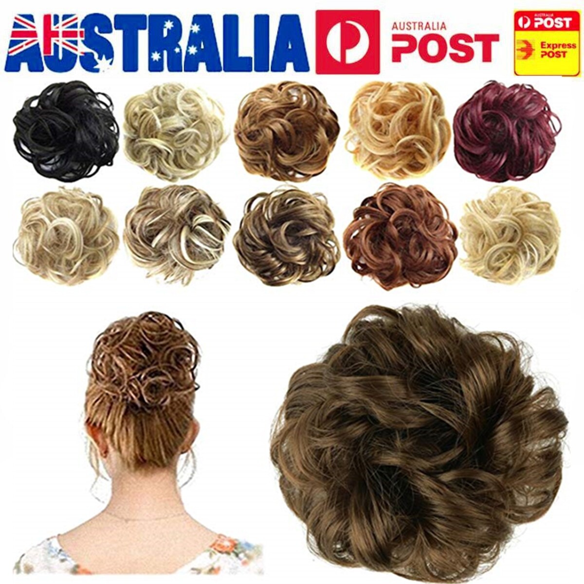 Natural Womens Wrap Curly Bun Hair Piece Wig Scrunchie Ponytail
