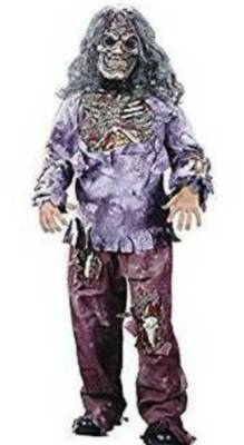 Boys Zombie Halloween Costume Complete Shirt Pants 3-D Bones Mask 3 Pc-size 8/10