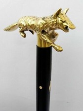 Working Style Wooden Walking Stick Cane With Brass Knob, balck And Gold design