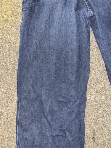 70s Indigo Dark Wash 'Fir' Denim Workwear Utility Dungaree Bib Overalls - Picture 17 of 24