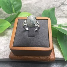 Polished Synthetic Gemstone Silver-Tone Ring Free Ship New Size 8 Agate 6914