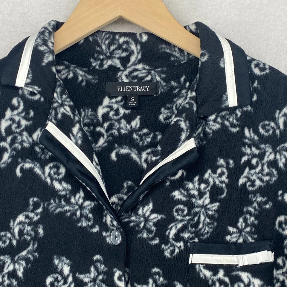 ELLEN TRACY Conjunto de Pijama S Polar Floral Camisa y Pantalón Prendas para Dormir Negro Foto 4 de 4