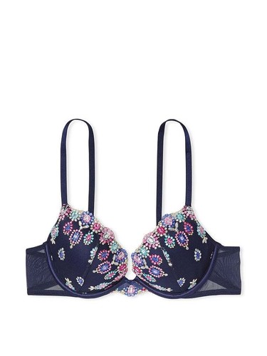 Victoria's Secret Dream Angels Push Up Sujetador Set Bordado Joyas Azules Tanga - Imagen 4 de 8