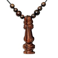 Halskette AnhäNger Holz Maori 7Cm Tiki Tribal Design LäNgenverstellbar N100