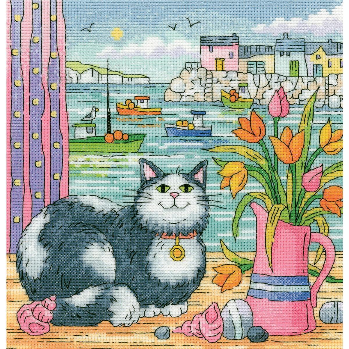 Heritage counted cross stitch kit Aida ""Harbour View (A)"", BSHV1609-A, 20,5x21,5