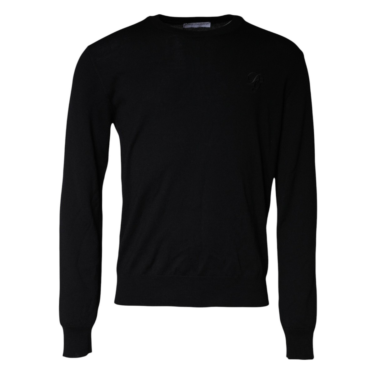 DOLCE GABBANA Sweater Black Wool Knit Crew Neck Pullover IT50/US40/L  1130usd