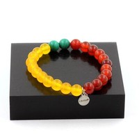 Steine Und MinéRaux. Armband Perlen Malachit Aus Kongo + Achat Rot J