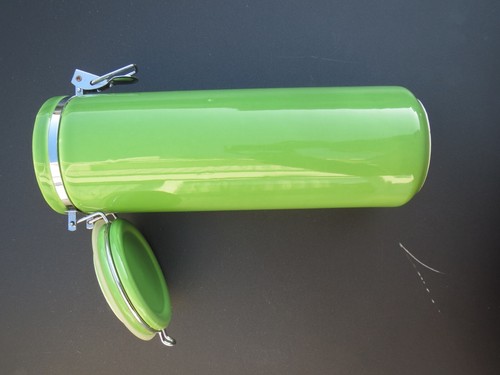 Vorratsbehälter mit Drahtbügel 32 cm Keramik Deckel luftdicht Spaghettidose grün - Bild 5 von 6
