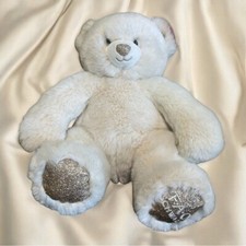 NEW FAO Schwarz White and Gold Sparklers Plush Bear Holiday Gifting
