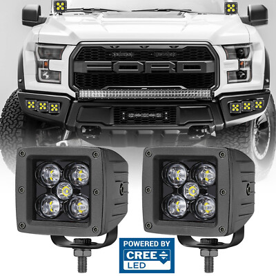 2X FOR Ford F150 Raptor 3'' 50W Cree LED Fog Light Bar Cube Spot Pods Driving 12V