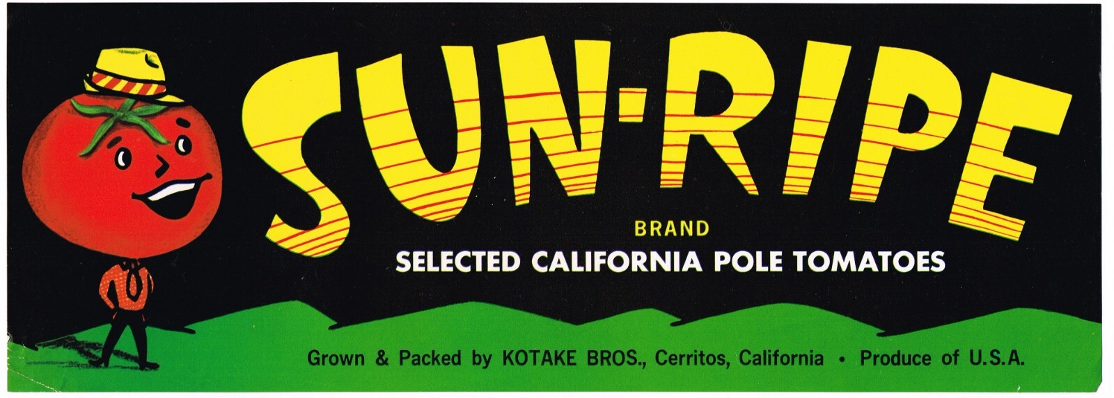 Sun Rip ORIGINAL CRATE LABEL VINTAGE SUN RIPE 1970 FILE SAMPLE CERRITOS ...