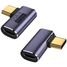 2 Pack 90 Degree Right Angle USB C Adapter 40Gbps Data Transfer for Mobile Phone