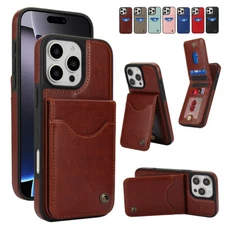 For iPhone 16 Pro Max 15 14 13 12 11 Leather Wallet Card Holder Case Flip Cover