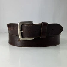 Very Stretched Cut Brown Leather Belt - Men's Size 38