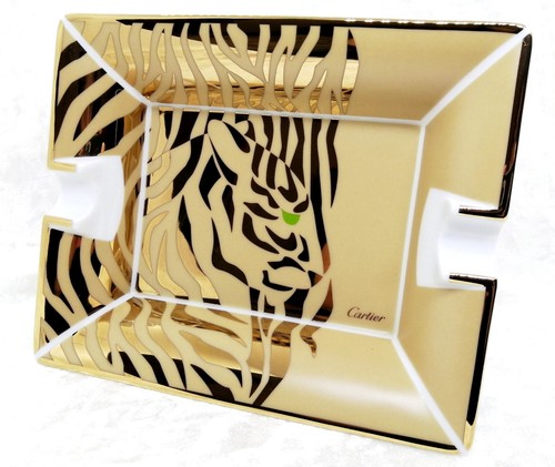 Original Cartier Tiger Cigar Ashtray tray Cheetah 20×16cm Rare With Box Unused - Bild 2 von 12