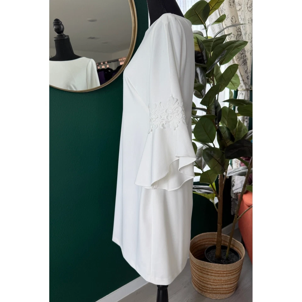 Ralph Lauren Bell Sleeve Dress Womens 8 White Elegant Floral Wedding Bridal - Image 4 of 4