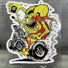 🔥 LG 6” Rat Fink Die-Cut Sticker Cross Ed Big Daddy Roth  Hot Rod Art Car Truck