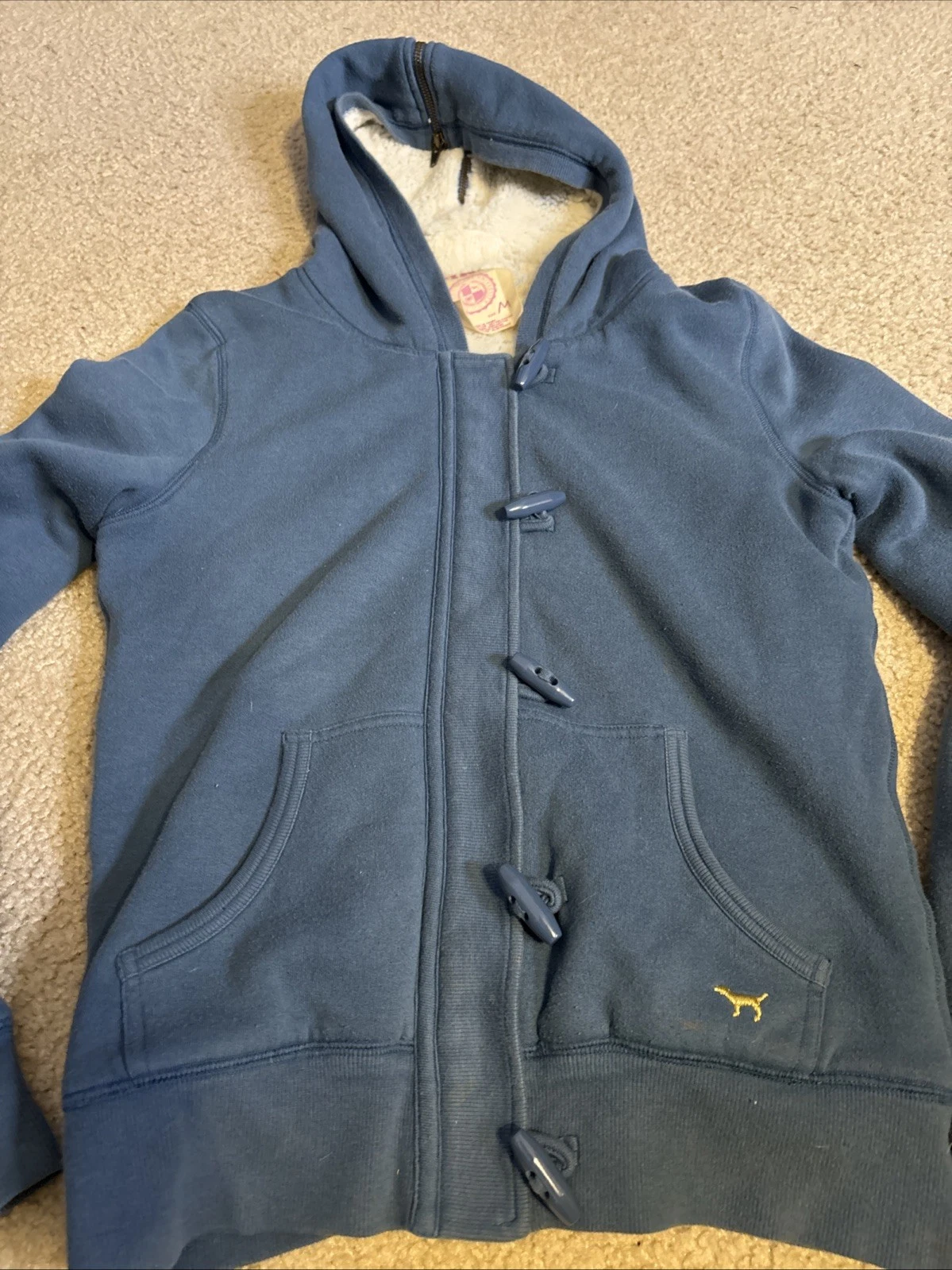 UNDERCOVER Giacca con cappuccio Victorias Secret Love Live rosa foderata in pelliccia M Toggles velluto 20x24