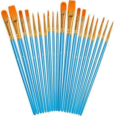 Soucolor Acrylic Paint Brushes Set, Easter Basket Stuffers, 20-Pack, Blue 