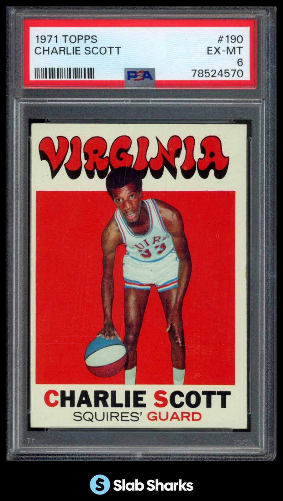 1971 TOPPS #190 CHARLIE SCOTT RC ROOKIE PSA 6