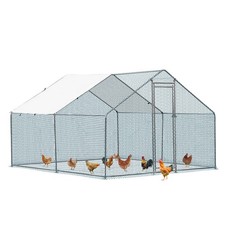 10 x 10 ft Large Metal Chicken Coop, Walk-in Poultry Cage Chicken Hen Run House