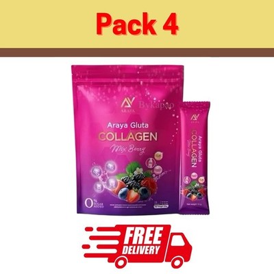 Araya Gluta Collagen Dietary Supplements Mix Berry Radiance Skincare 225g x4