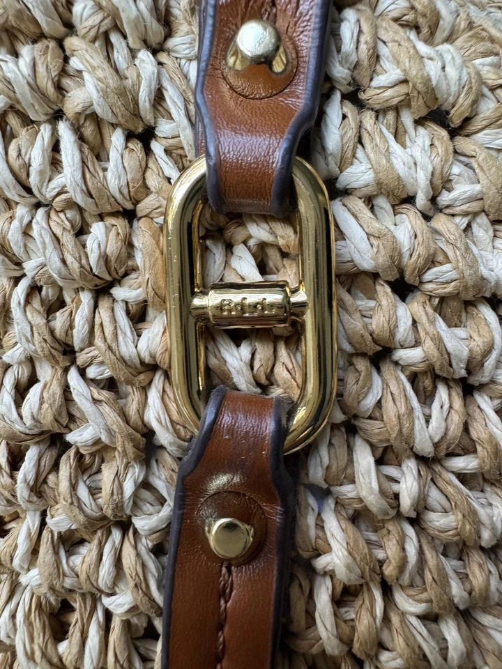 RALPH LAUREN Tote Bag Basket Bag One Shoulder Leather Magnet Logo Beige Brown - Image 3 of 4