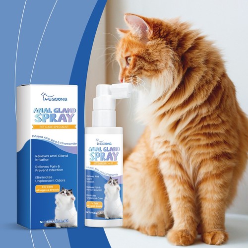 Anal Gland Spray for Cats, Cat Anal Gland Spray Relieving & Anti-Itch Fast Actin - Picture 1 of 6