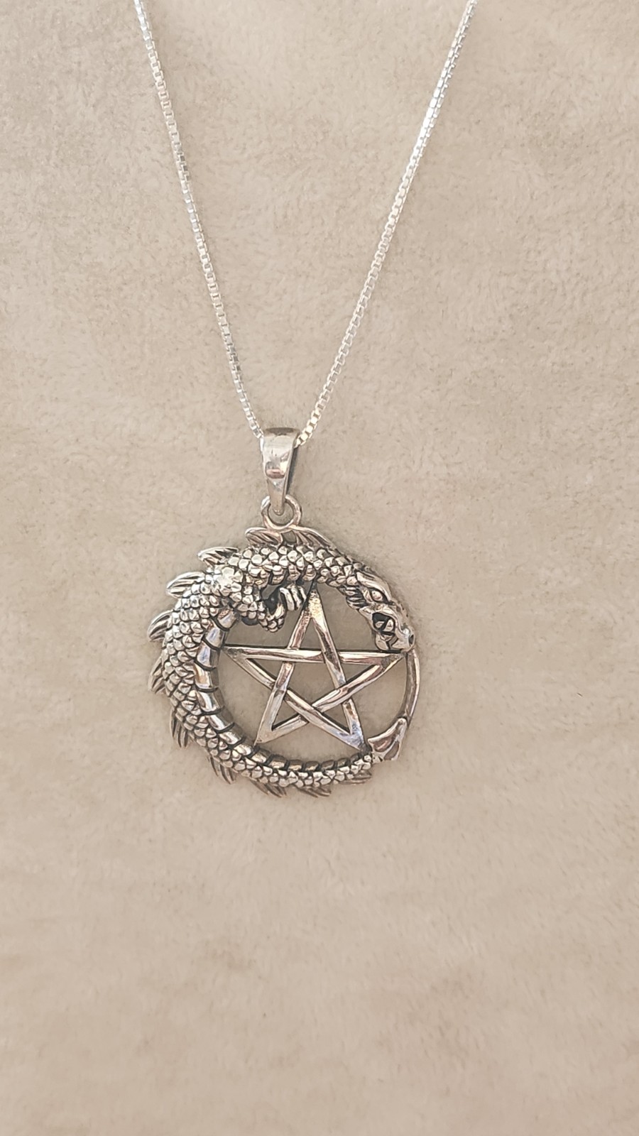 Solid 925 Sterling Silver Dragon Pentacle Pentagr… - image 2