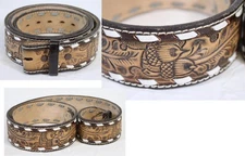 Vtg Tony Lama Leather Belt Embossed Cowhide 48729 Unworn 1.75" Western Cowboy 38