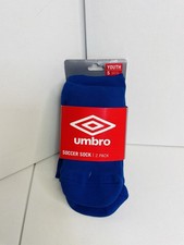 Umbro Youth Soccer Socks 2 Pack Blue Size Small Lightweight Seamless Toe New