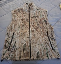 CABELA'S Full Zip Camouflage Fleece Collared Hunting Vest with Pockets