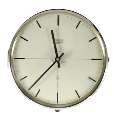 Wempe Chronometerwerke Clock Yacht Ship Boat Chrome Roman Letter Marine Wooden