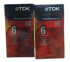 2 New Unopened TDK Premium Quality HS T-120 VHS Tapes 6 Hours