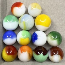 Lot Of 13 Vintage Akro Agate Patch Marbles .59 To .70 Mint